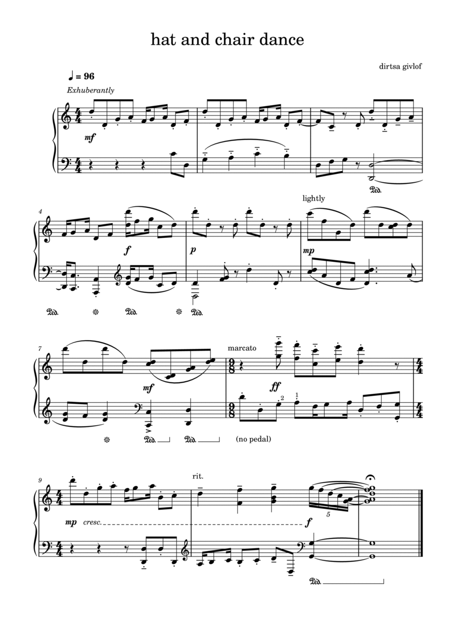 hat and chair dance hat and chair dance Part scores gallery preview page 1