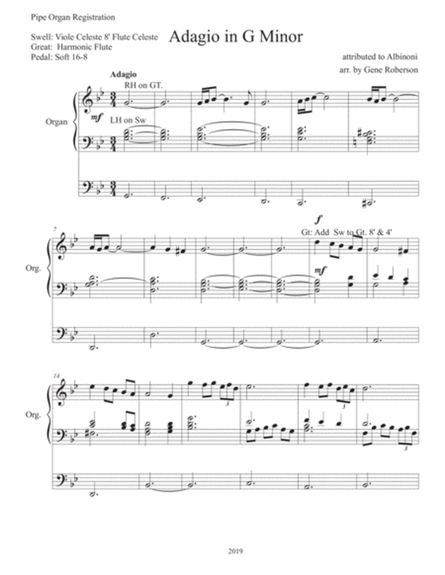 Adagio in G minor for ORGAN