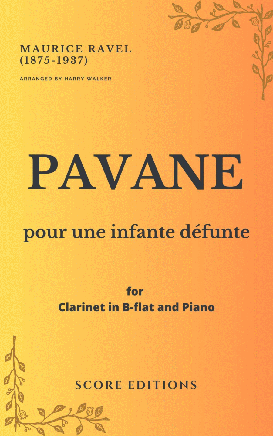 Pavane Pour Une Infante Défunte (Maurice Ravel) for Clarinet in B-flat and Piano B-Flat Clarinet scores gallery preview page 1