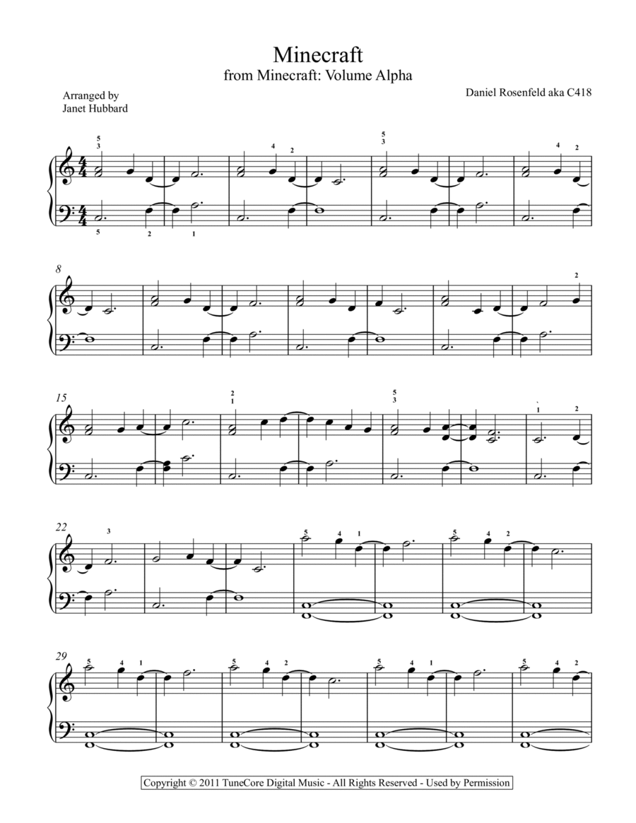 Minecraft Easy Piano scores gallery preview page 1
