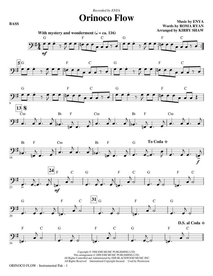 Orinoco Flow (arr. Kirby Shaw) - Bass Choir scores gallery preview page 1