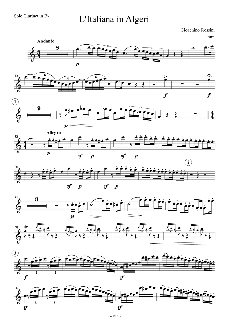 Rossini L’Italiana in Algeri (The Italian Girl in Algiers) – Sinfonia (Ouverture) for Clarinet Woodwind Ensemble scores gallery preview page 5