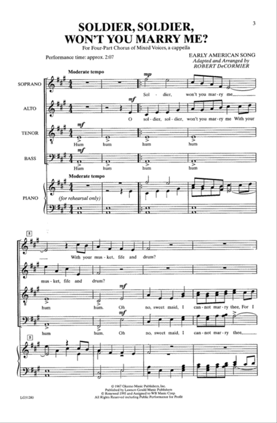 Soldier, Soldier, Won't You Marry Me? 4-Part scores gallery preview page 2