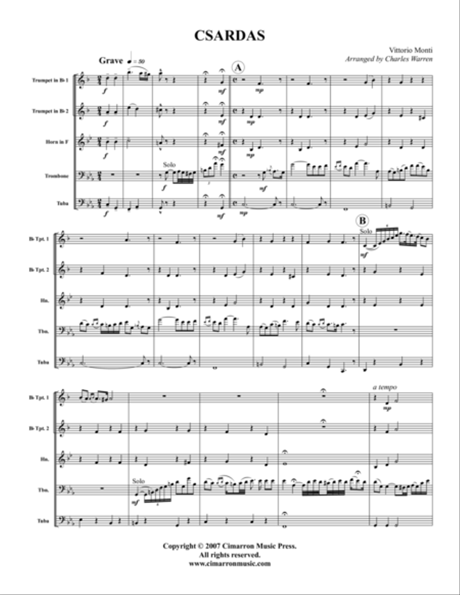 Czardas Brass Quintet scores gallery preview page 1