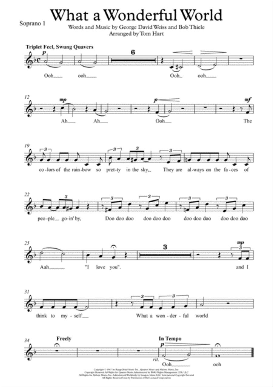 What A Wonderful World SSA scores gallery preview page 3