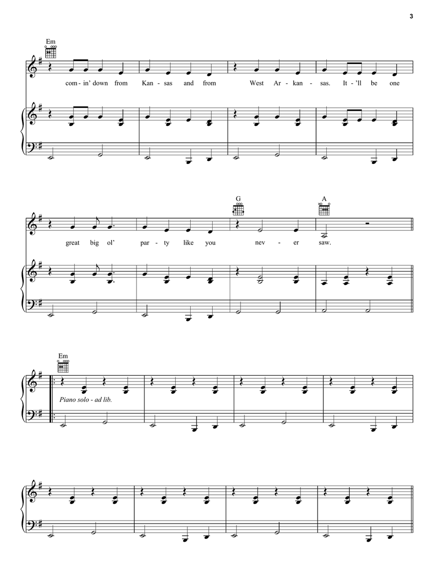 Choctaw Bingo Piano, Vocal, Guitar scores gallery preview page 3