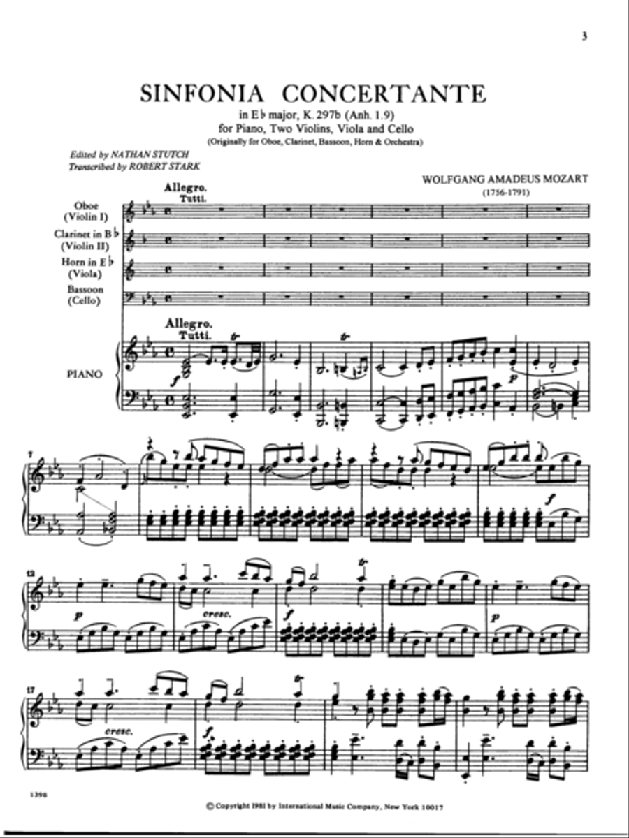 Sinfonia Concertante In E Flat Major, K. 297B (Anh. 9) (Orig. For Piano & Woodwinds) Piano scores gallery preview page 2