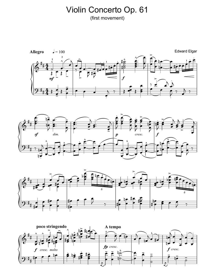 Violin Concerto Op.61 (first movement) Violin Solo scores gallery preview page 1