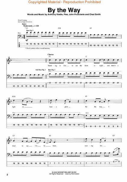 Red Hot Chili Peppers – By the Way by The Red Hot Chili Peppers Bass Guitar Tablature - Sheet Music