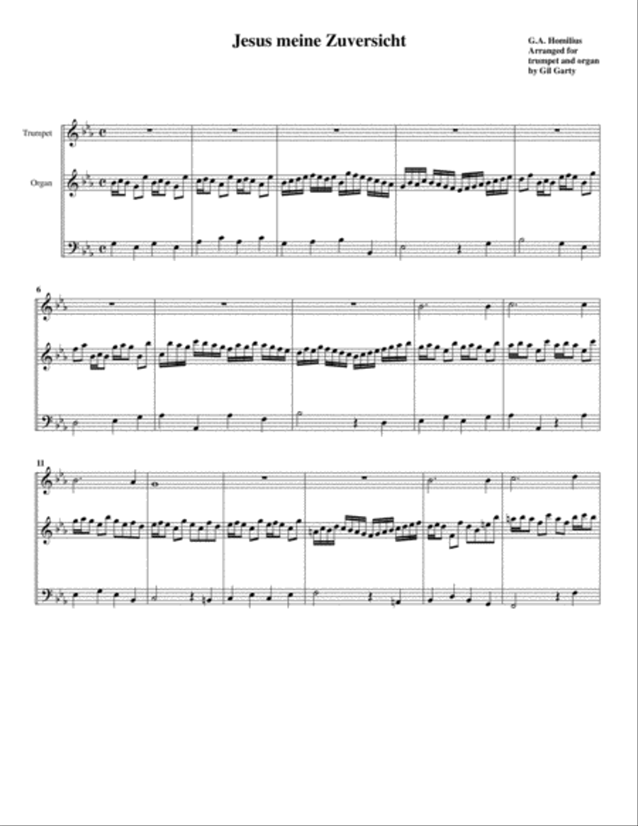 Jesus meine Zuversicht (arrangement for trumpet and organ) Small Ensemble scores gallery preview page 1