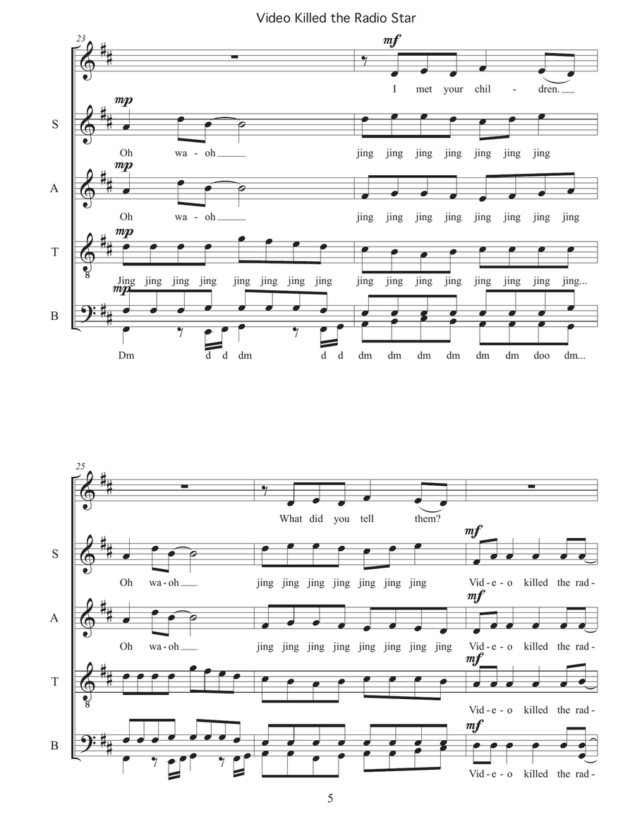 Video Killed The Radio Star 4-Part scores gallery preview page 5