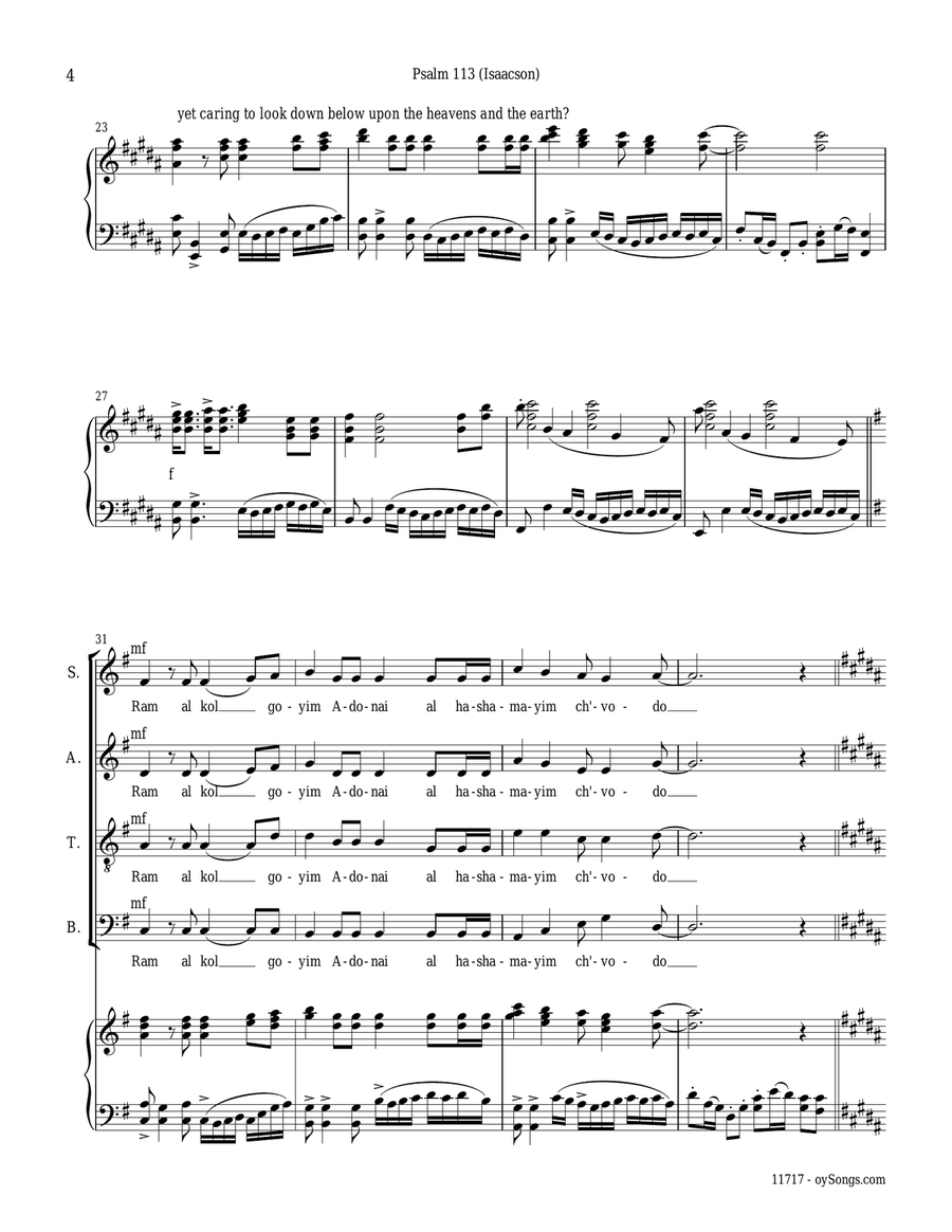 Psalm 113 (Hal'luyah) 4-Part scores gallery preview page 4