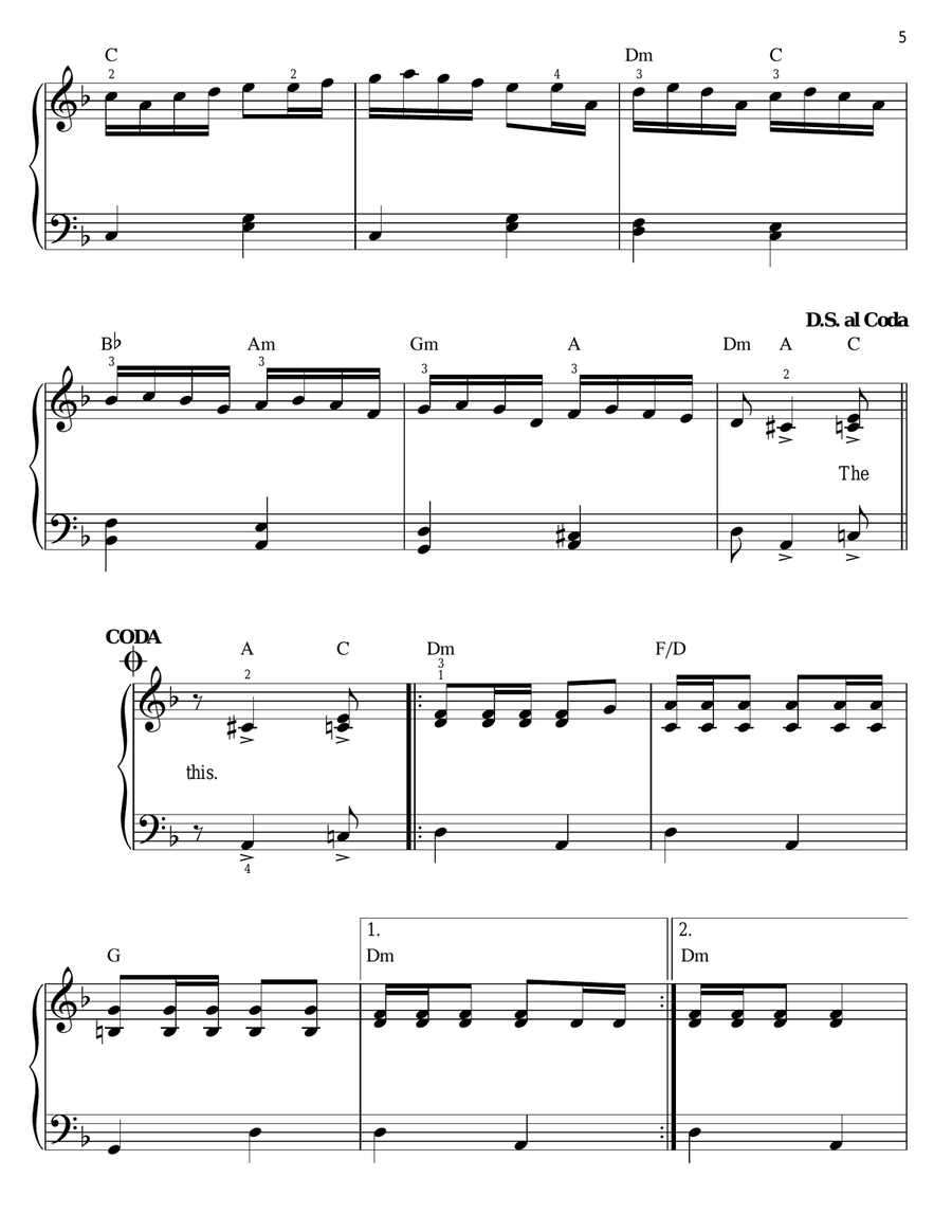 The Devil Went Down To Georgia Easy Piano scores gallery preview page 5
