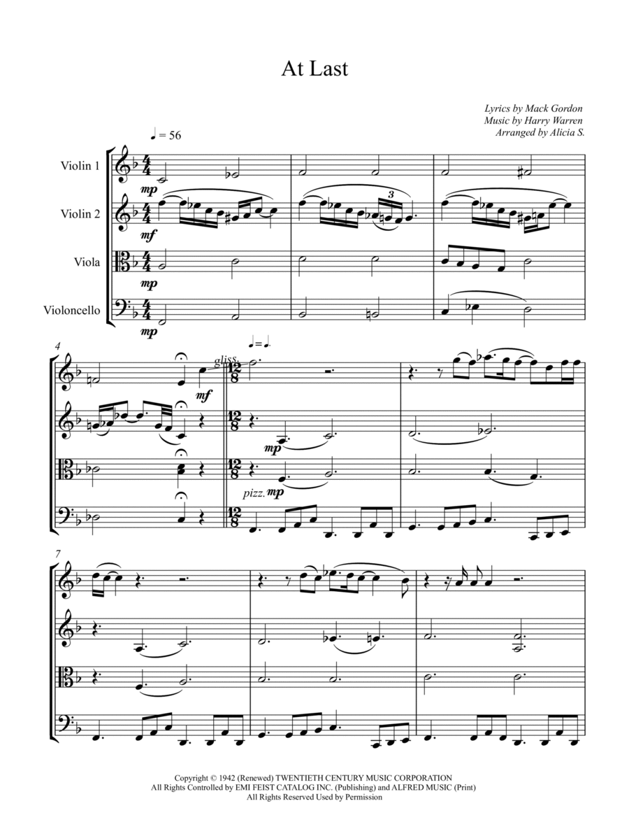 At Last String Quartet scores gallery preview page 1