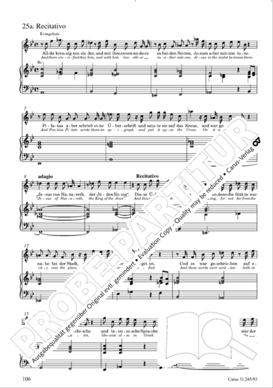 St. John Passion (Johannes-Passion) 4-Part scores gallery preview page 107