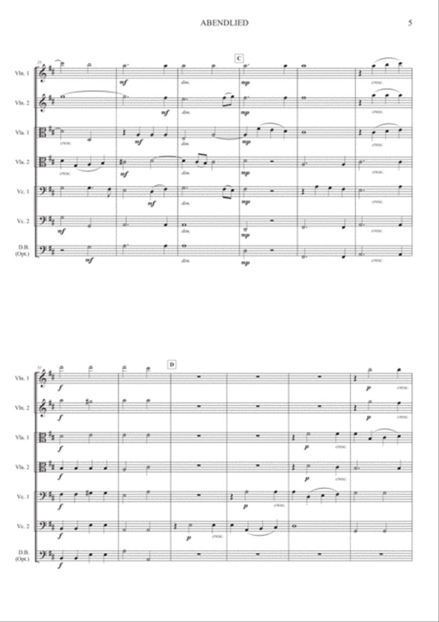 Abendlied, String Sextet or String Orchestra, Op.69, No.3 String Orchestra scores gallery preview page 5