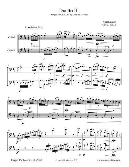 Stamitz: Duet Op. 27 No. 2 for Cello Duo image number null