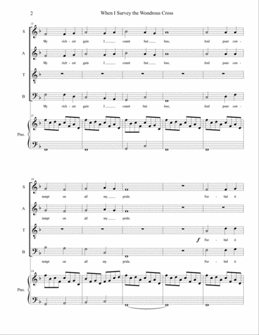 When I Survey the Wondrous Cross SATB 4-Part scores gallery preview page 2