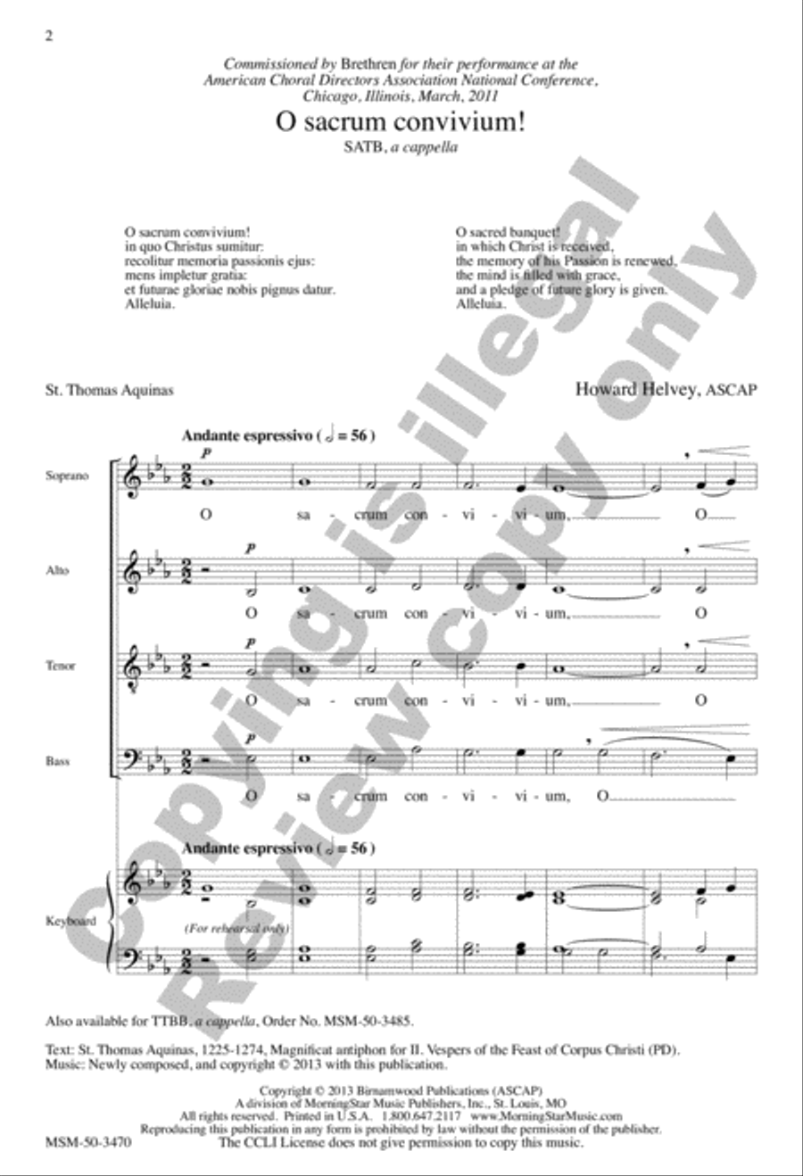 O sacrum convivium! 4-Part scores gallery preview page 2
