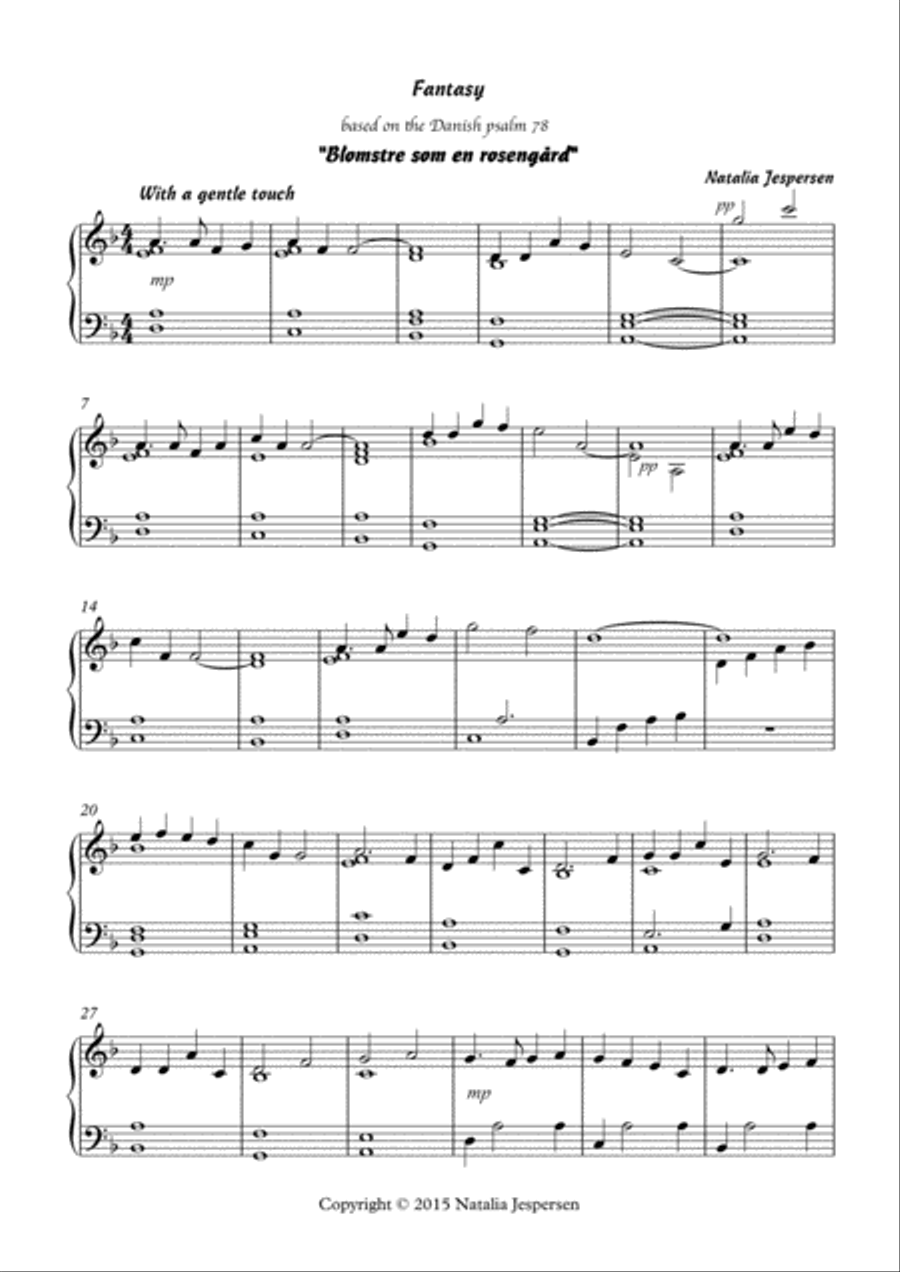 Blomstre som en rosengård (prelude) Organ Solo scores gallery preview page 1