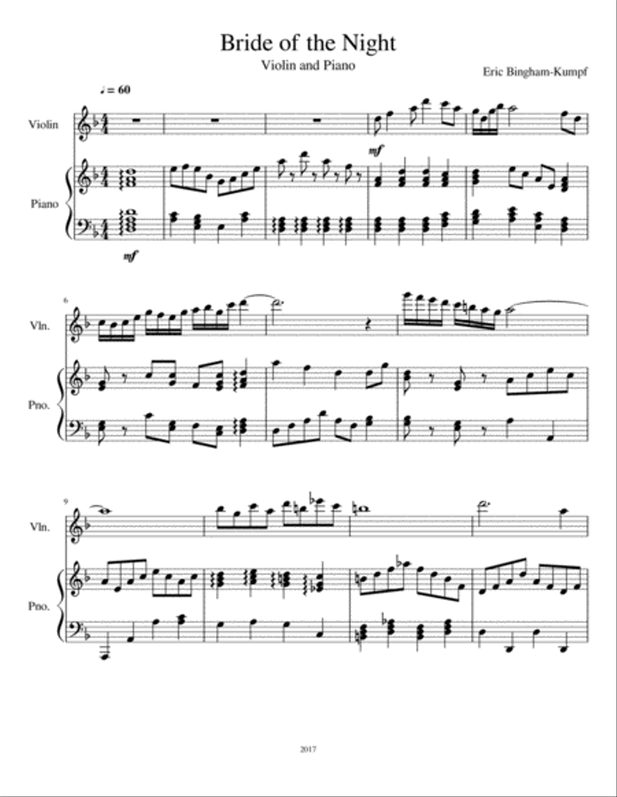 Bride of the Night Violin Solo scores gallery preview page 1