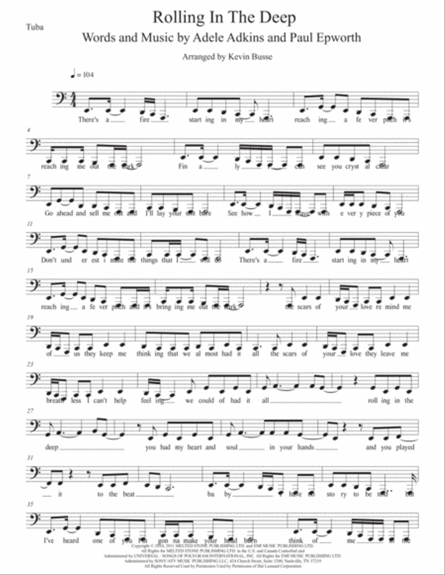 Rolling In The Deep Rolling In The Deep Tuba scores gallery preview page 1