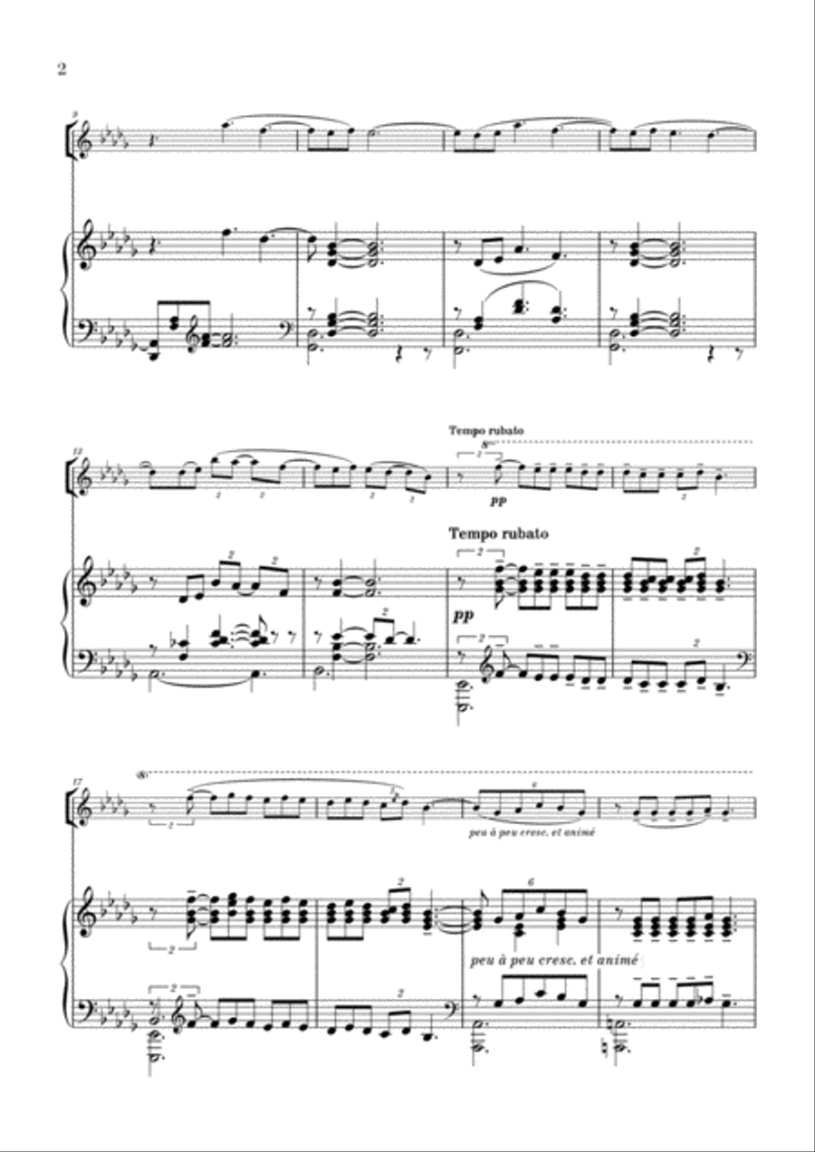Clair de Lune for Violin and Piano (from Suite Bergamasque) Violin scores gallery preview page 2