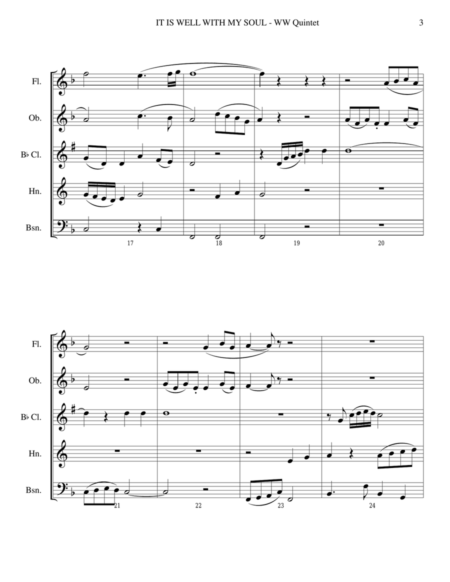 IT IS WELL WITH MY SOUL (WW Quintet with Parts) Woodwind Quintet scores gallery preview page 3
