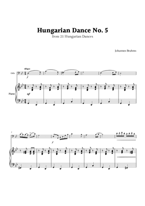 Hungarian Dance No. 5 by Brahms for Cello and Piano