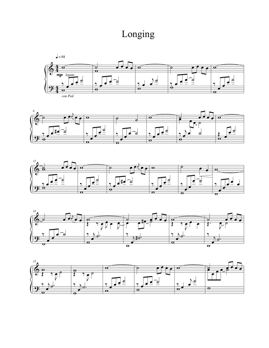 Longing Piano Solo scores gallery preview page 1