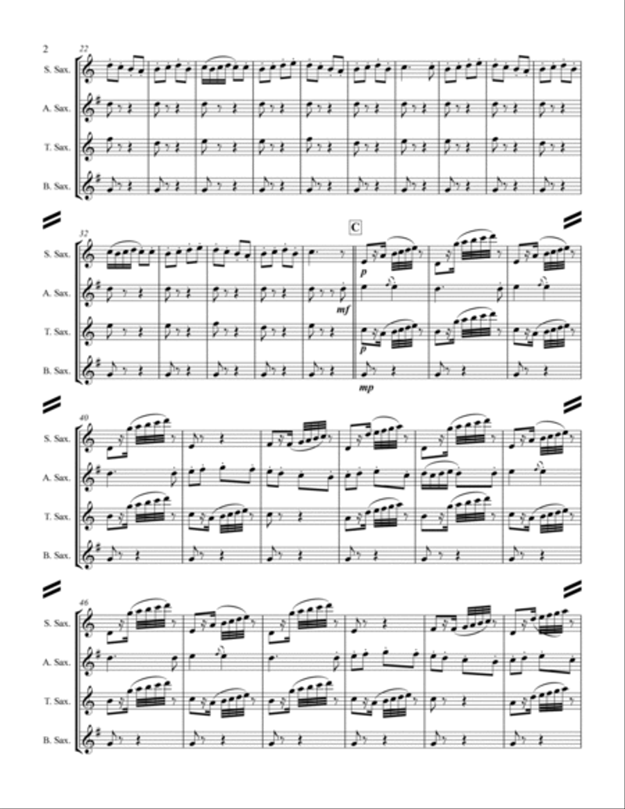 Bizet - Farandole from L'Arlesienne Suite No. II (for Saxophone Quartet SATB) Saxophone Quartet scores gallery preview page 3