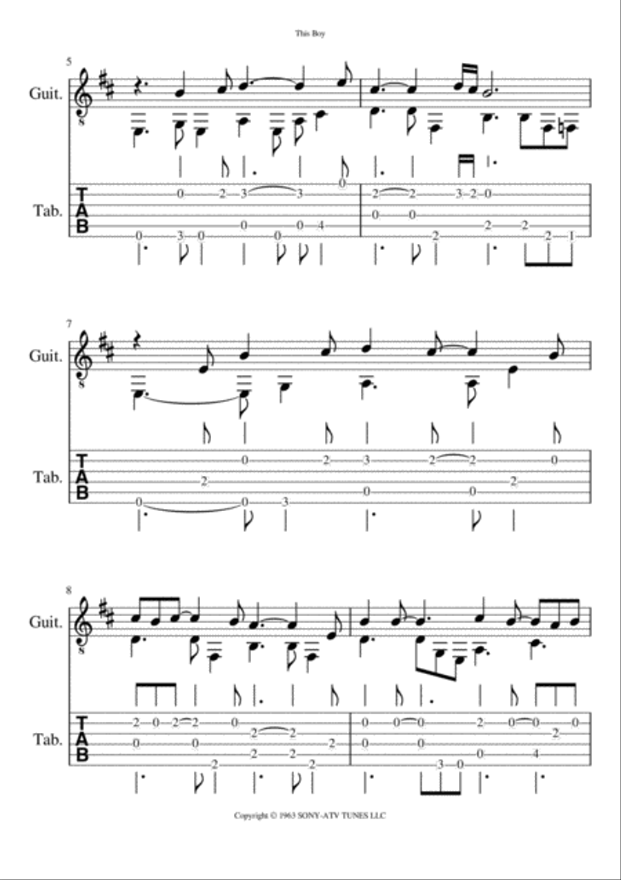 This Boy (ringo's Theme) Guitar Tablature scores gallery preview page 3