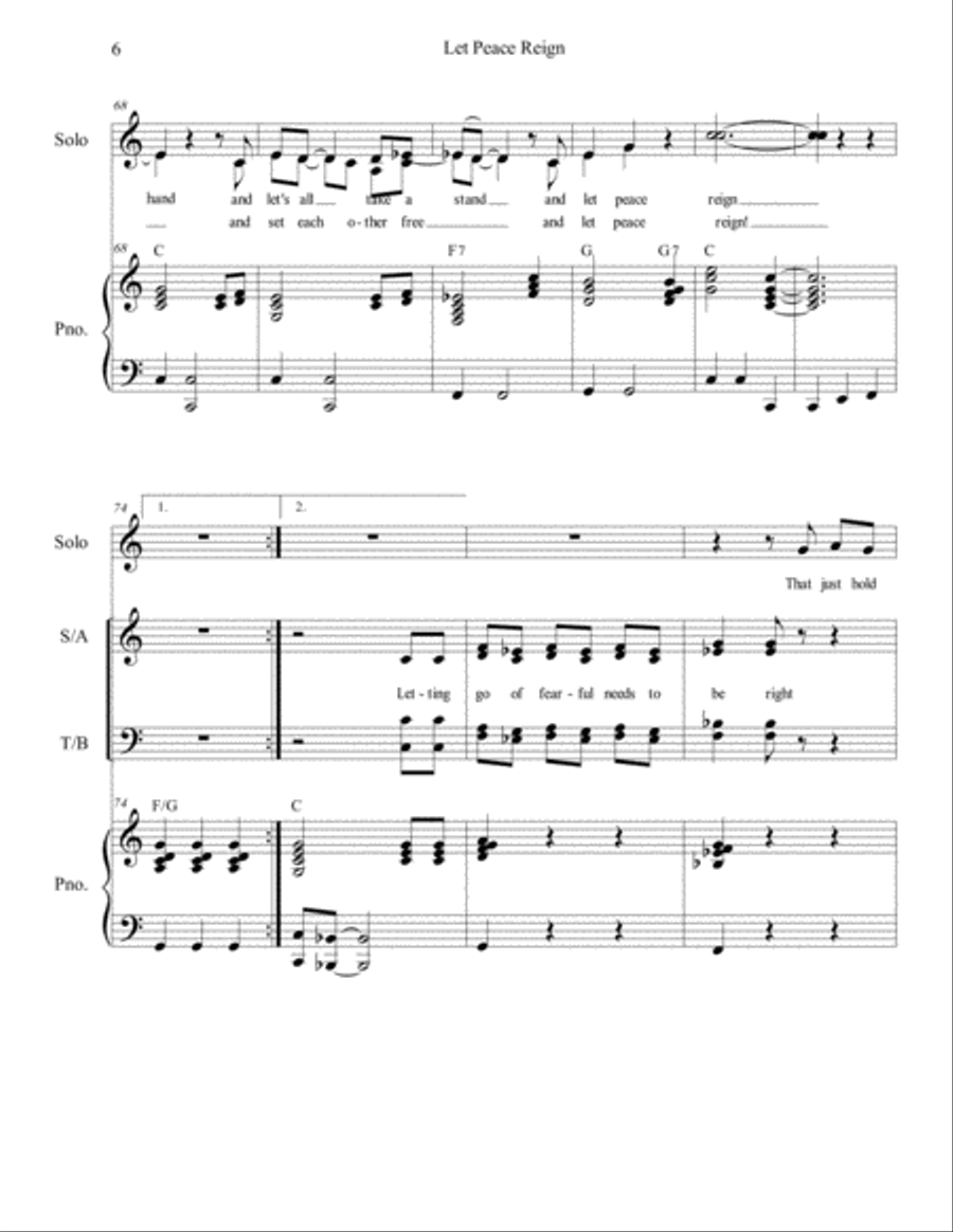 Let Peace Reign Let Peace Reign 4-Part scores gallery preview page 6
