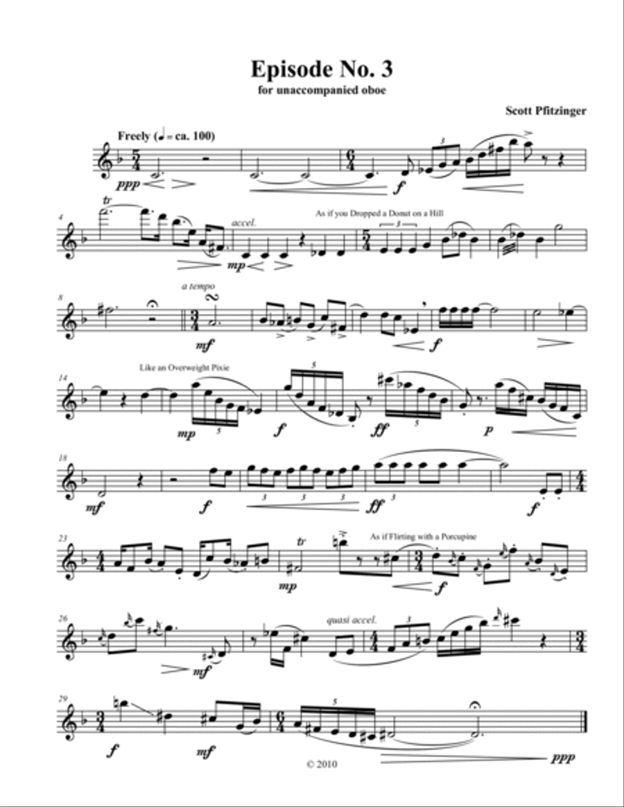 Six Episodes for Unaccompanied Oboe Oboe Solo scores gallery preview page 3