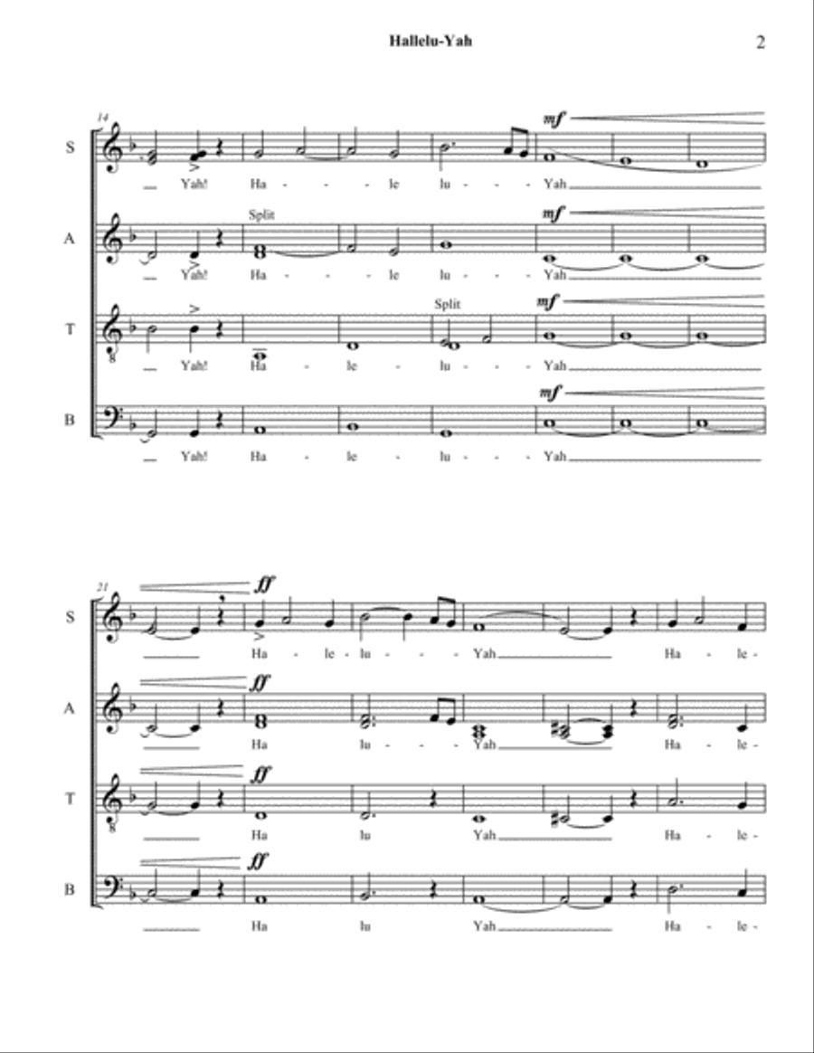 Hallelu-Yah 4-Part scores gallery preview page 2