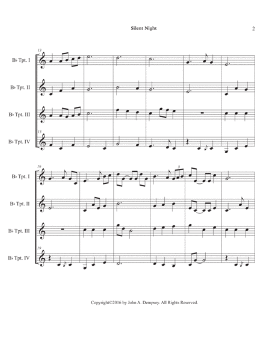 Silent Night (Trumpet Quartet) Brass Quartet scores gallery preview page 6