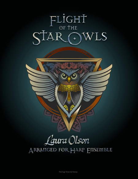 Flight of the Star Owls Harp Arrangement- Full score and parts (E minor) image number null