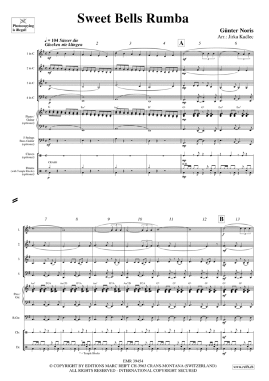 Sweet Bells Rumba Woodwind Quartet scores gallery preview page 2