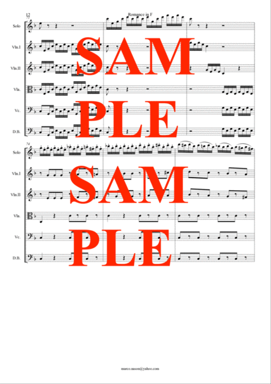 Beethoven Romance in F for violin and strings op.50 String Orchestra scores gallery preview page 3