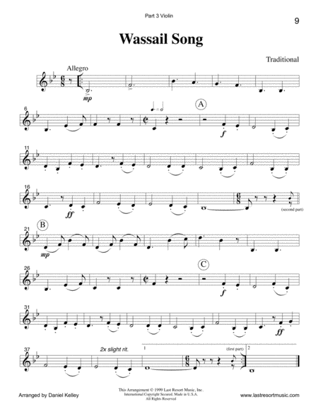 Wassail Song for String Quartet (or Mixed Quartet or Piano Quintet)