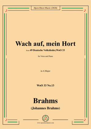 Brahms-Wach auf,mein Hort,WoO 33 No.13,in A Major,for Voice and Piano