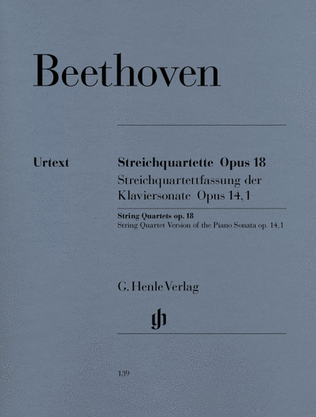 Book cover for String Quartets and String Quartet-Version of the Piano Sonata op. 18/1-6 und op. 14/1