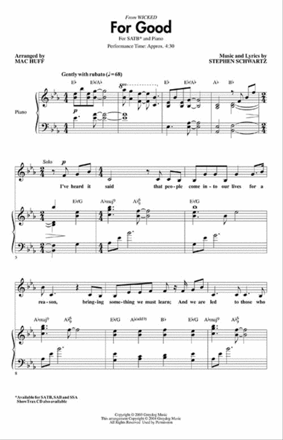 For Good 4-Part scores gallery preview page 2