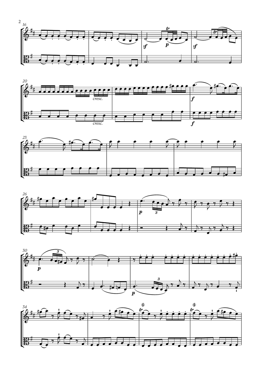 W. A. Mozart - Eine Kleine Nachtmusik (for French Horn and Viola) Horn scores gallery preview page 2