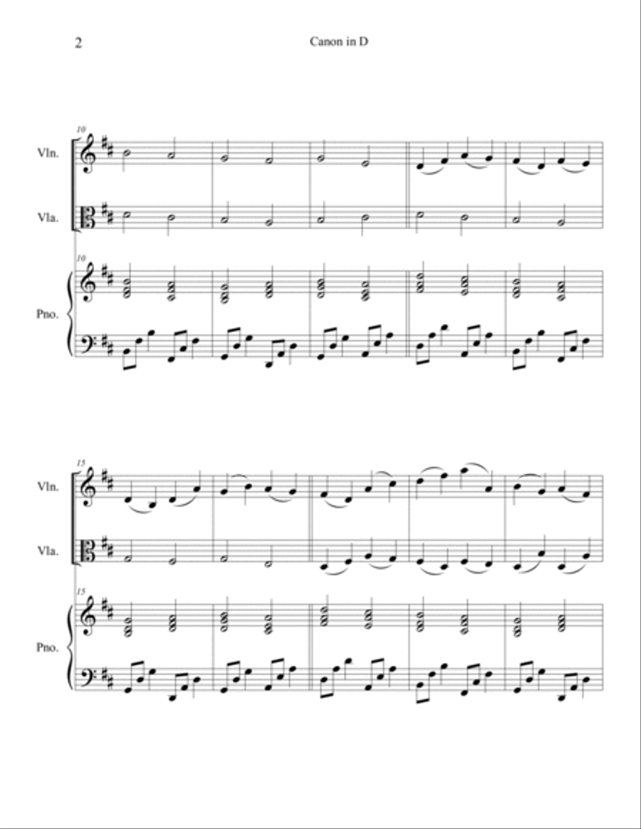 Canon in D (Violin and Viola Duet with Piano Accompaniment) String Duet scores gallery preview page 2