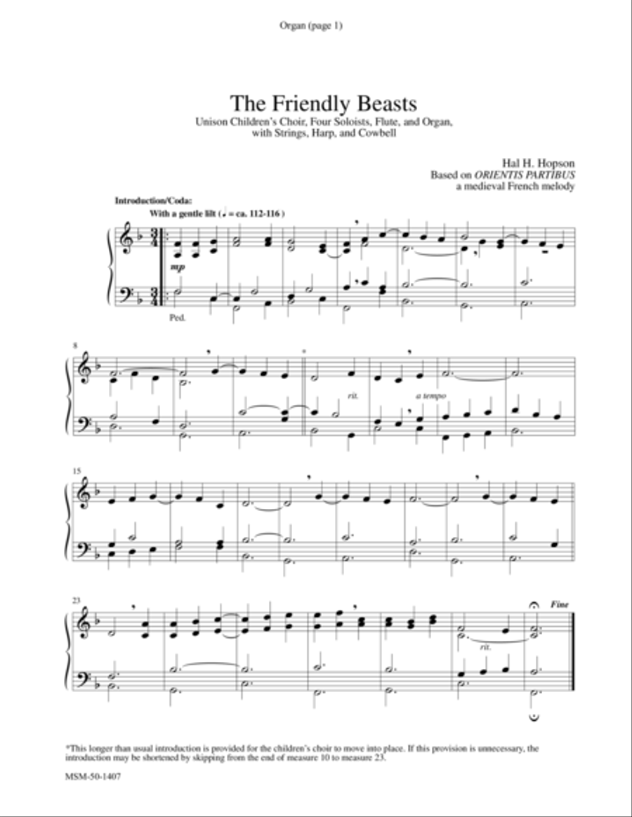 The Friendly Beasts (Downloadable Instrumental Parts)