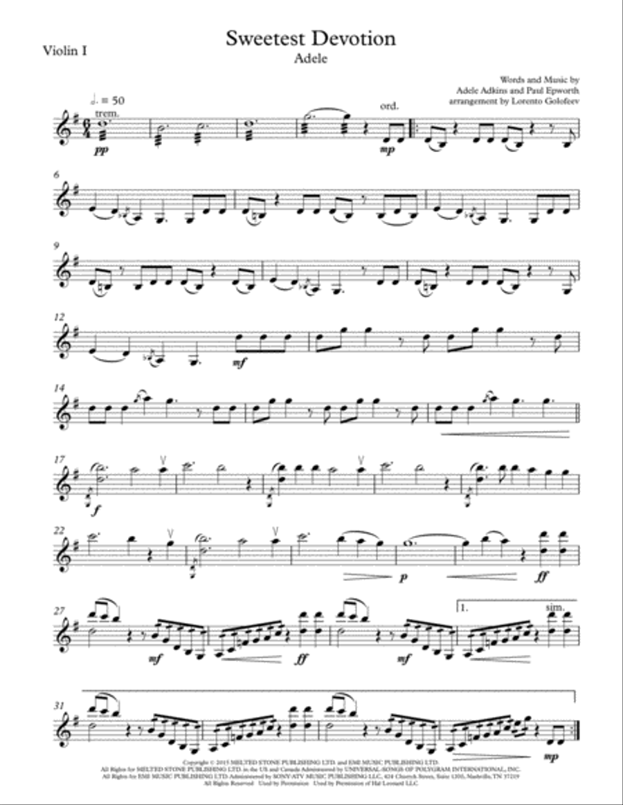 Sweetest Devotion String Quartet scores gallery preview page 1