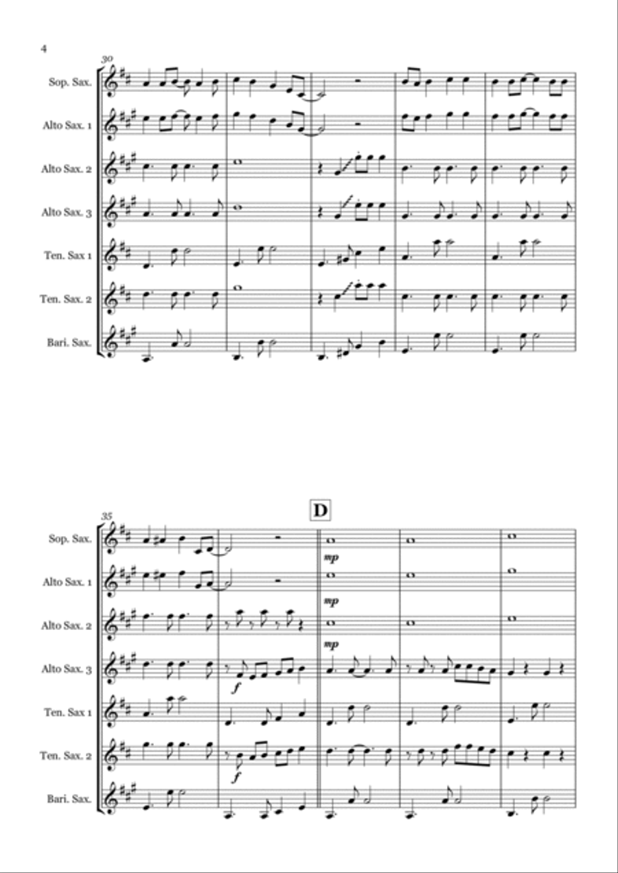Rockin' Around The Christmas Tree Saxophone Quartet scores gallery preview page 4