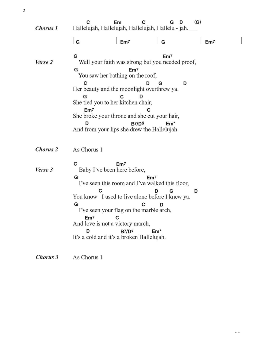Hallelujah Acoustic Guitar scores gallery preview page 2