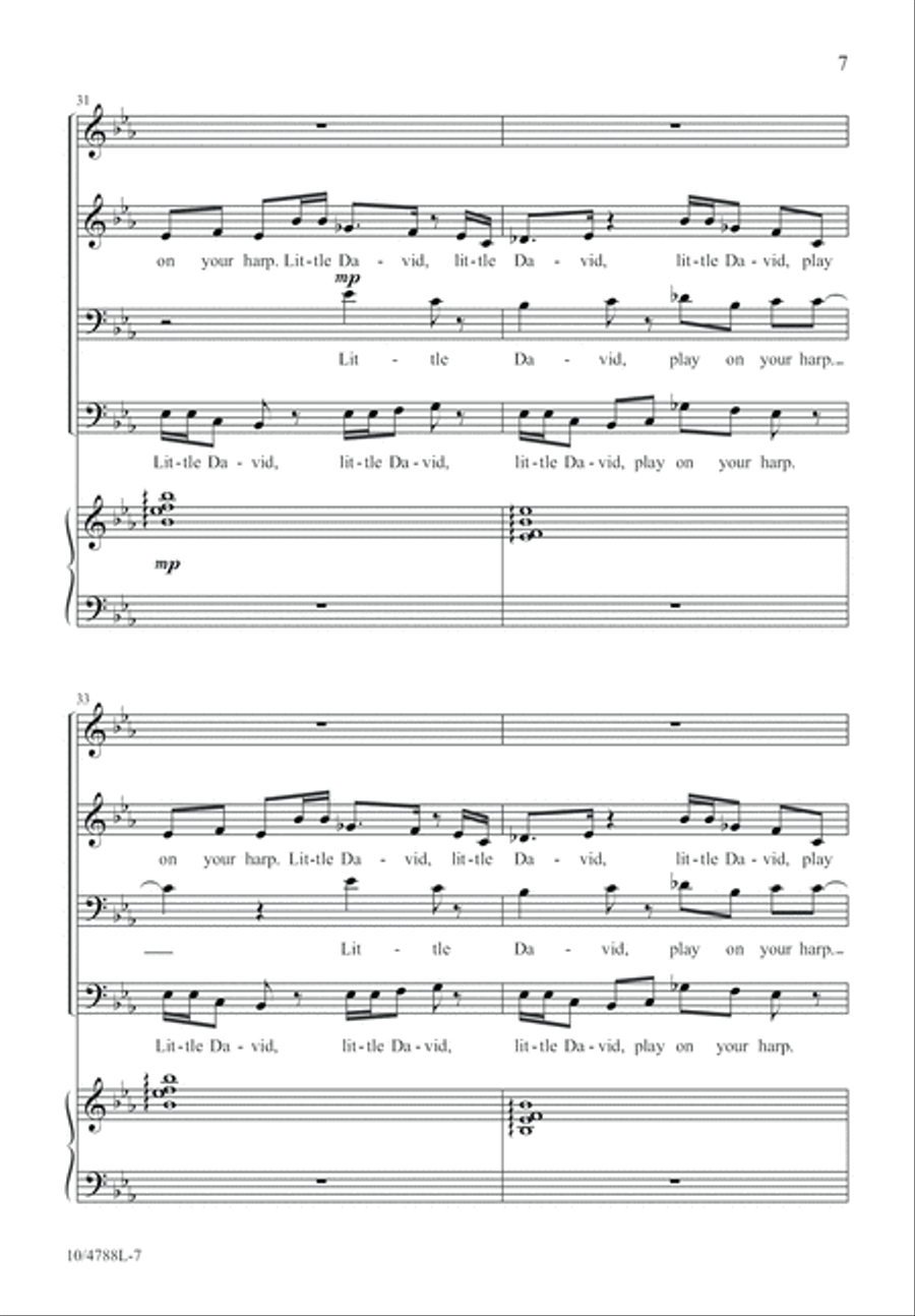 Little David, Play on Your Harp 4-Part scores gallery preview page 7